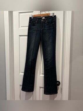 PAIGE Manhattan Bootcut Jeans Dark Indigo with Contrast Stitching